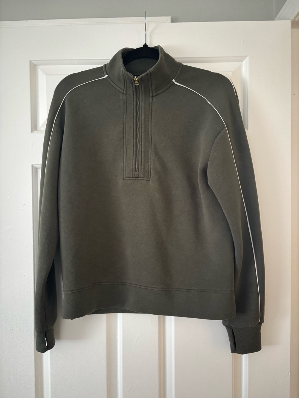 Varley Kirsi Half Zip Pullover Olive Green Scuba Sweatshirt - Size Small - Picture 8 of 12